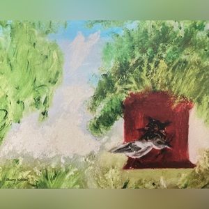 11x14canvas print from oil painting. “Building a nest”